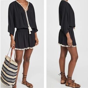 Ramy Brook Katana Swimsuit Coverup Mini Dress Large Black Bohemain Resortwear